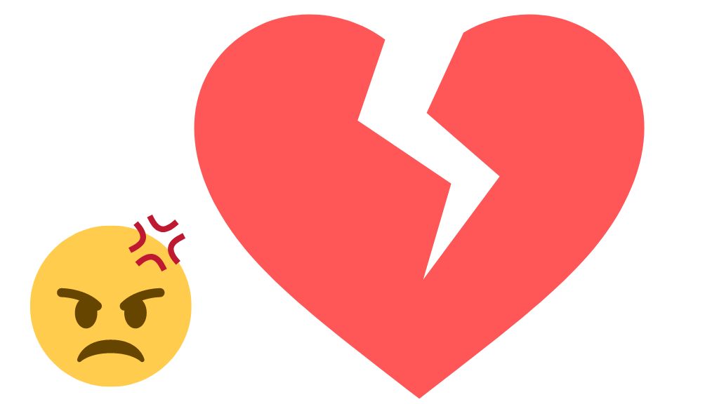 angry emoji with broken heart for Sims 4 divorce