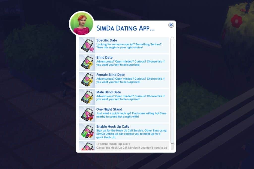 Sim folosind aplicația de întâlnire telefonică Sims 4 mod