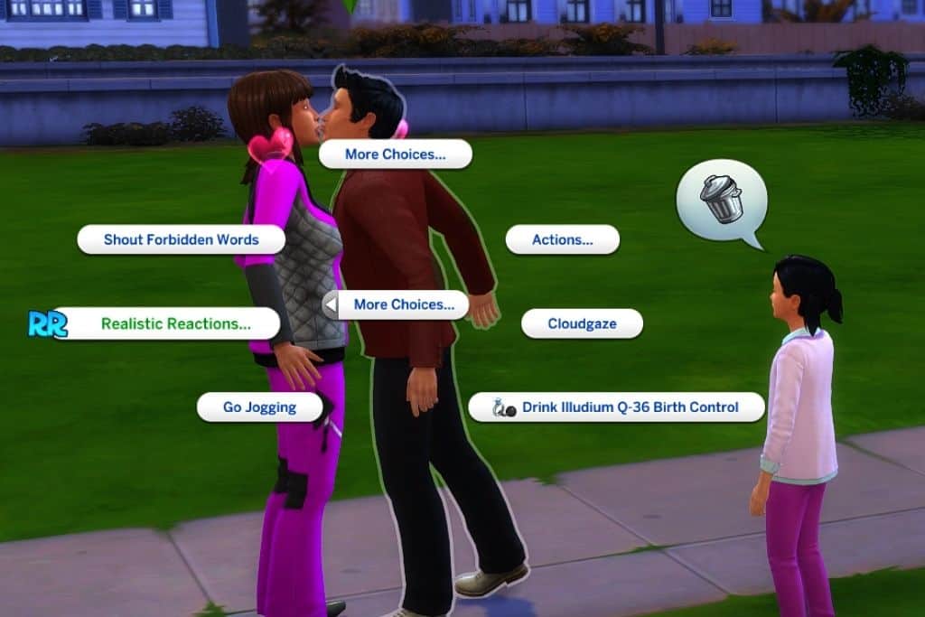 Screenshot Sims Kissing Reaction Action Command