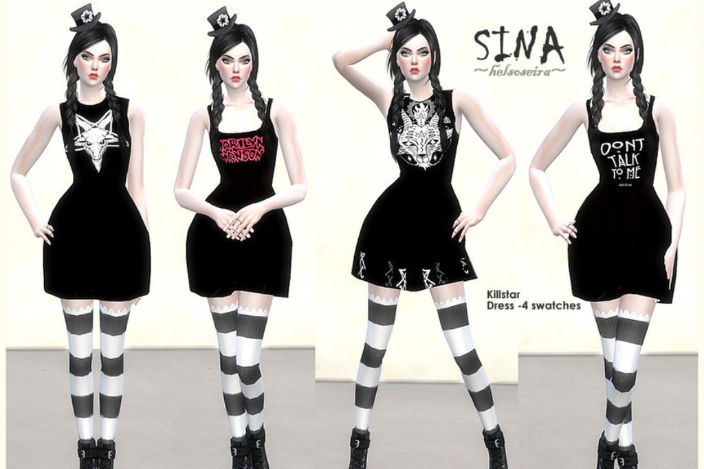 Sims 4 alternative style black dress