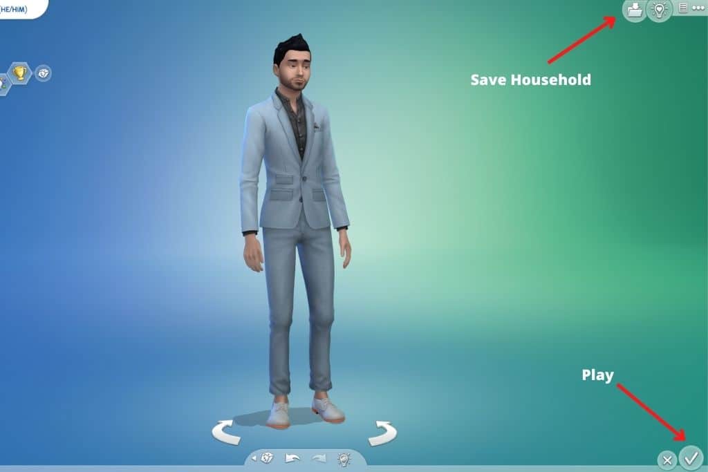 screenshot of sims 4 CAS saving options