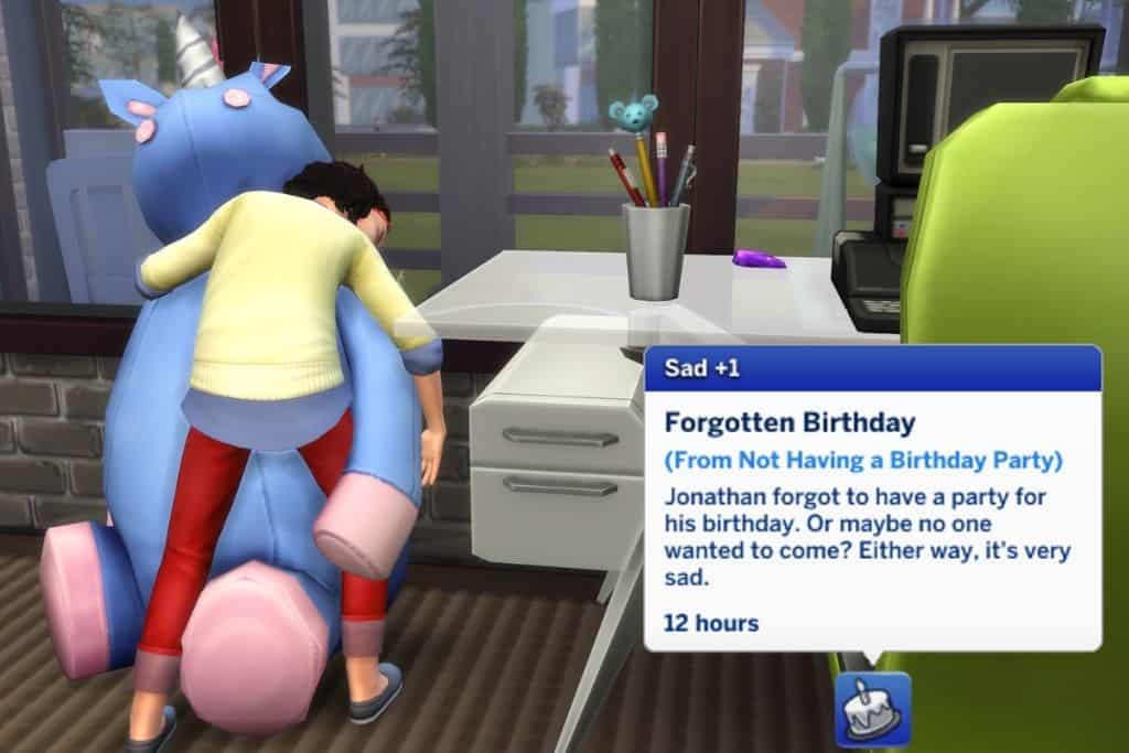 scrreenshot of in-game sad story sims 4 mod