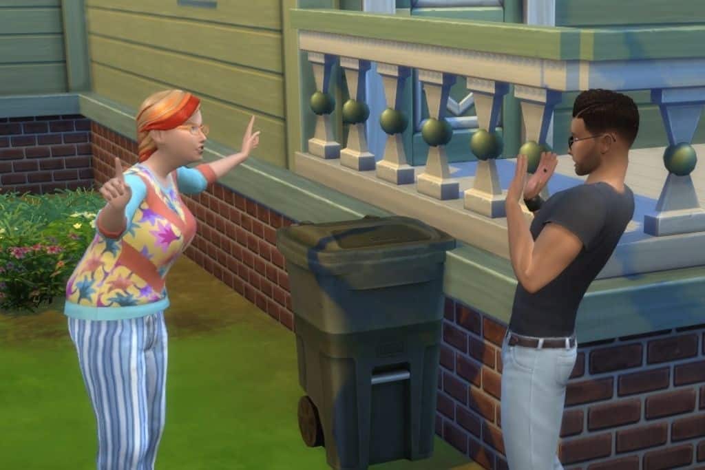 screenshot of sims 4 couple having argument