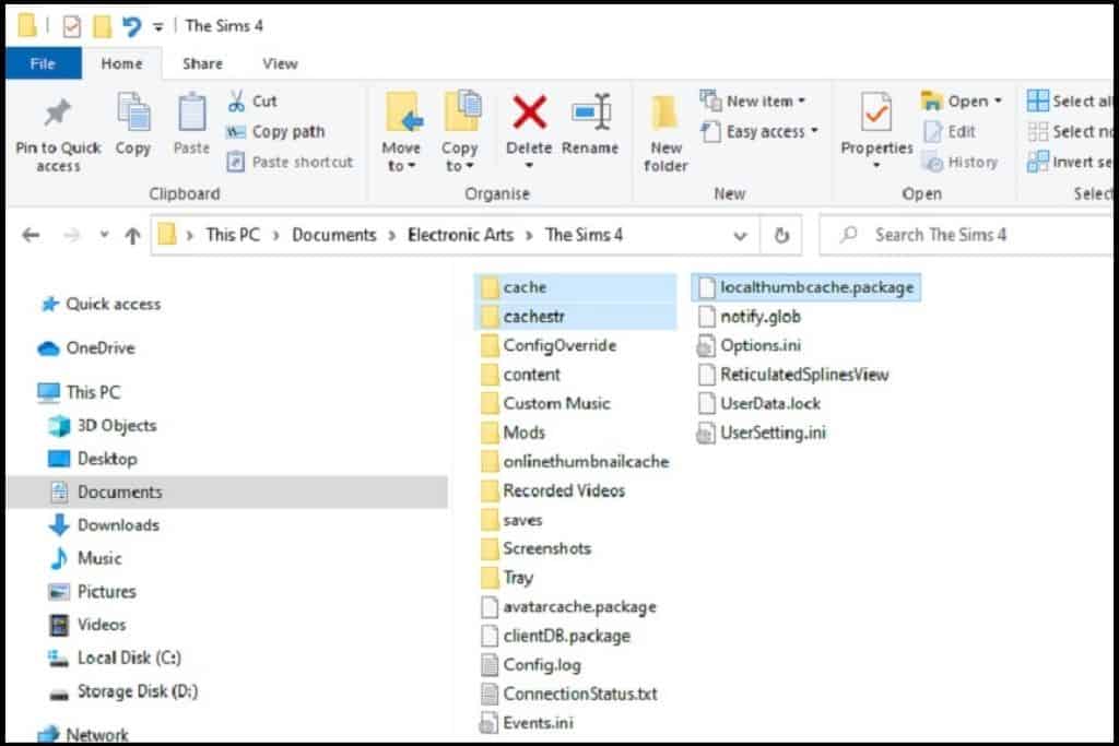 Empty cache for Sims 4 simulation lag fix