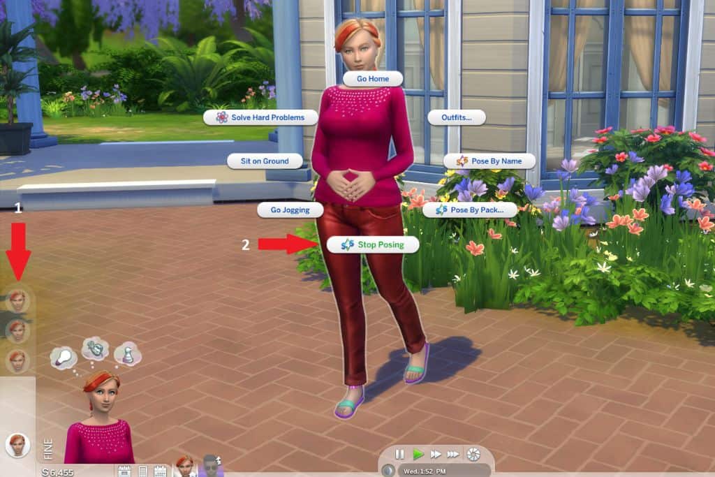 screenshot of female sim paused in her pose