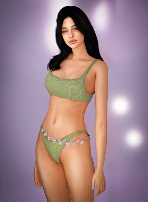 female sim in underwear with alpah skin overlay