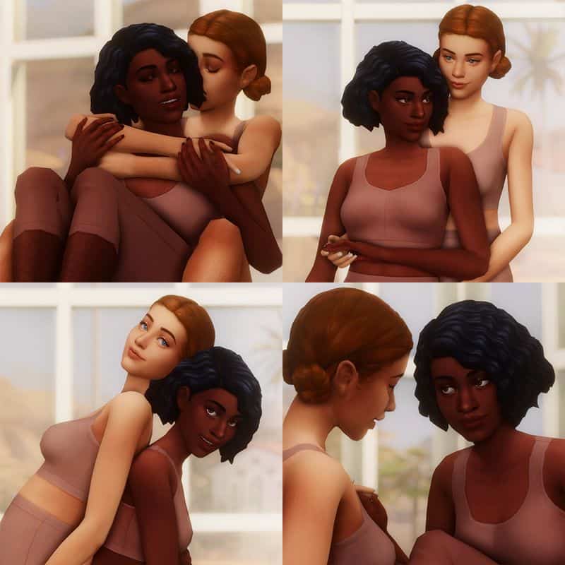 female sims couple being close to each other