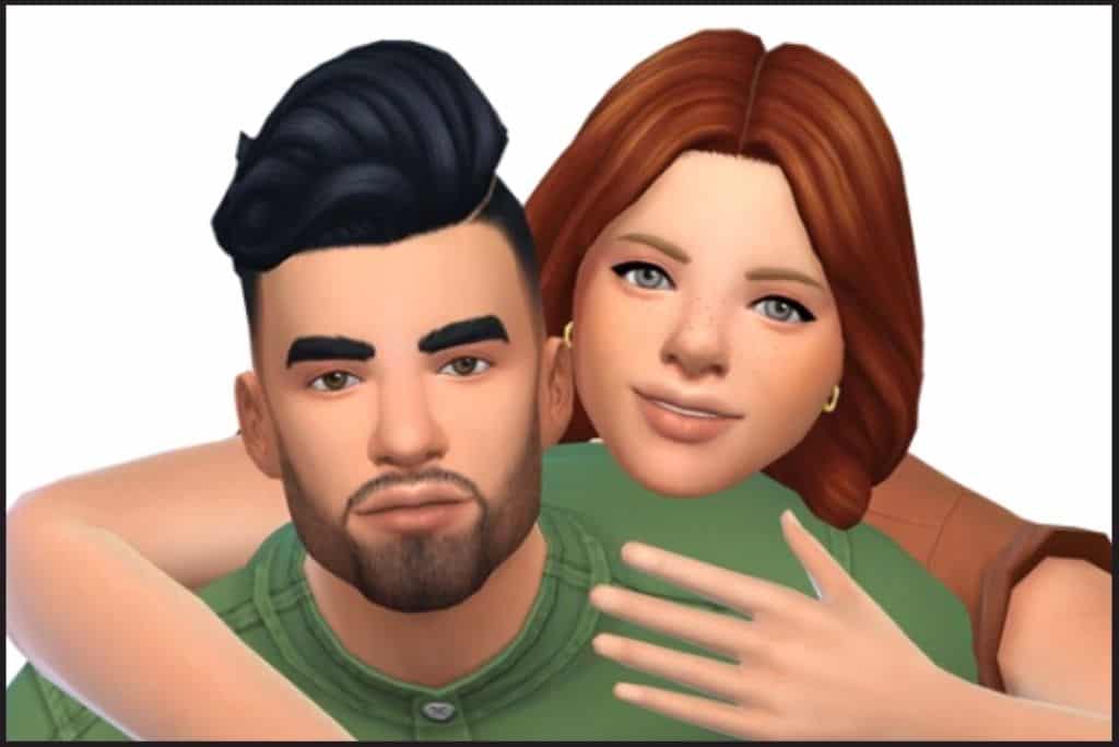 closeup sim couple with women over guy shoulder