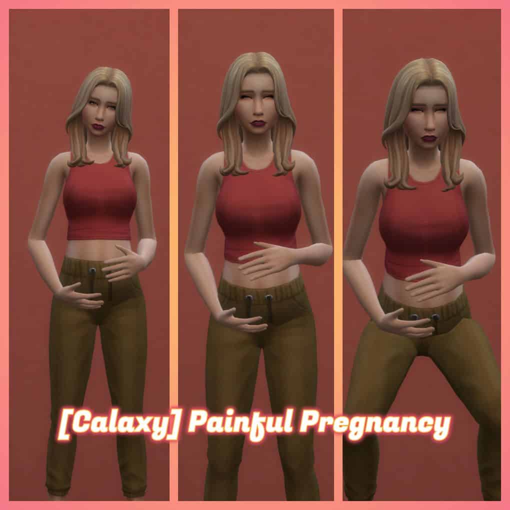 pregnant sim in pain