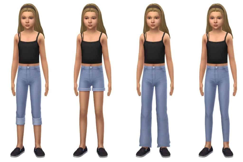 sims 4 girls four piece jeans pants set