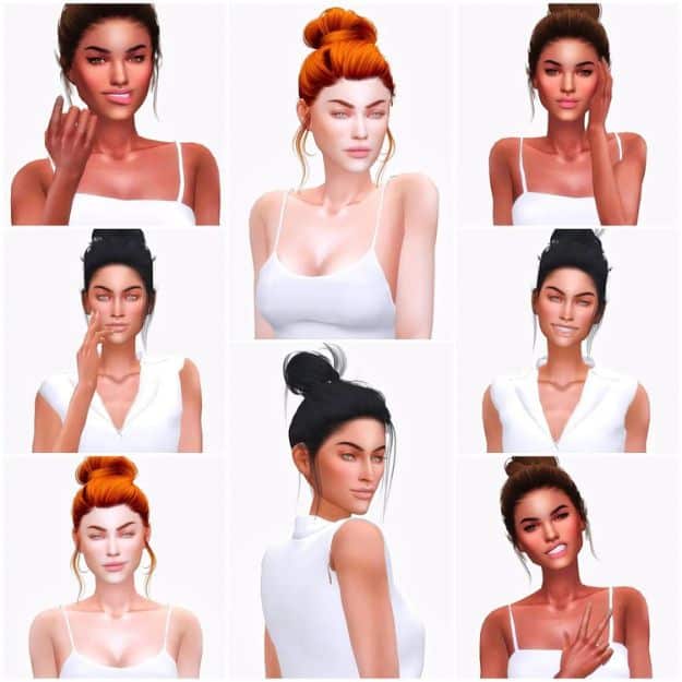 female sims in white posing