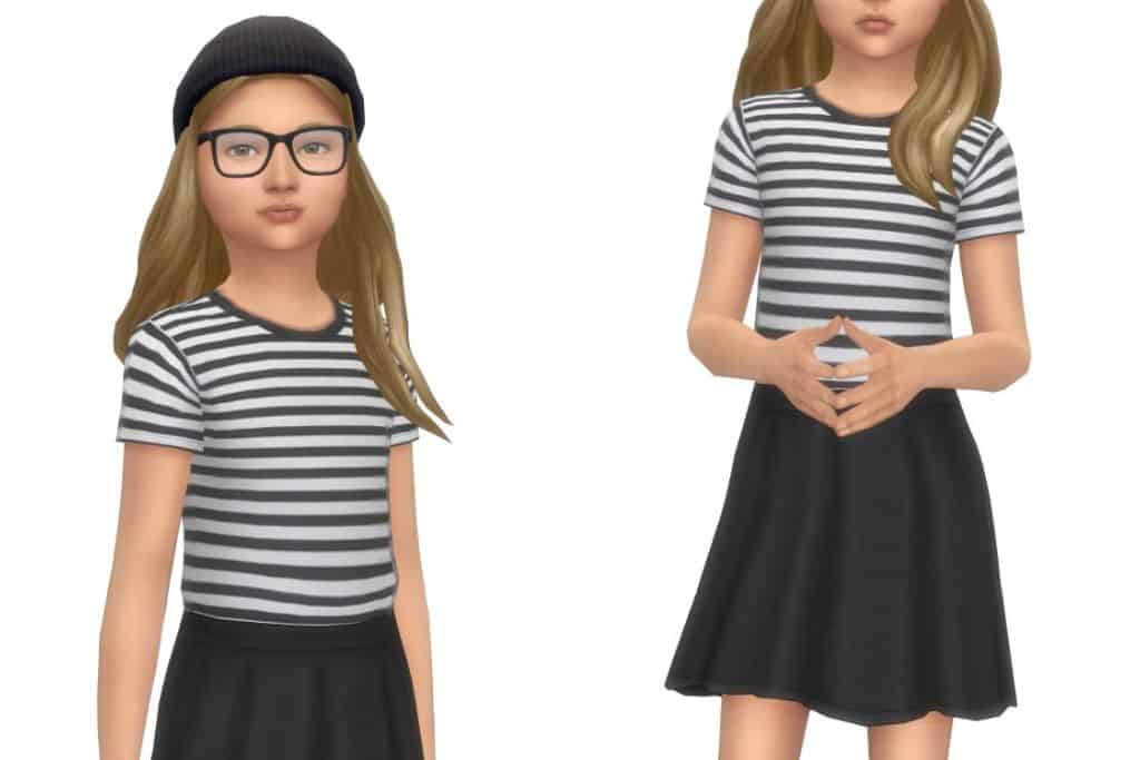 sims 4 girls striped dress custom content