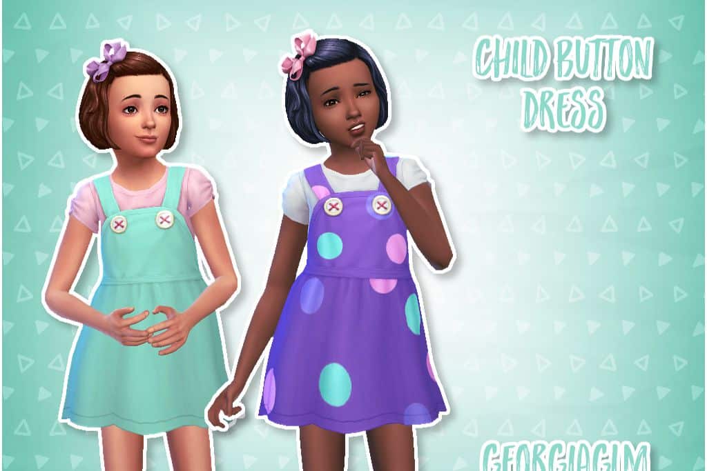 sims 4 girls short button clasp dress