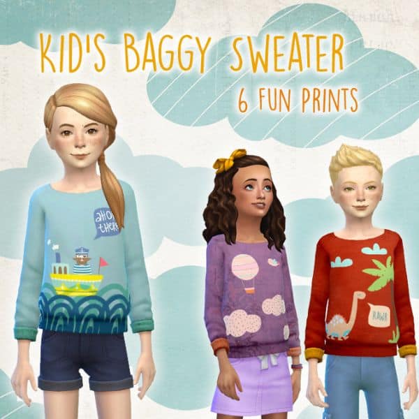 sims 4 casual kids sweater with fun designs
