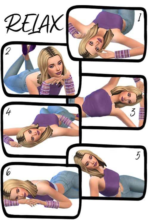 sim teen woman posing five different ways