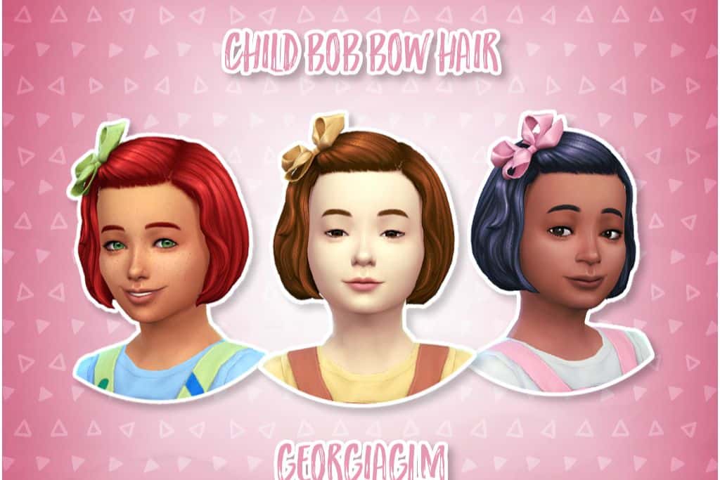 sims 4 girls bob and hair bow hairstyle