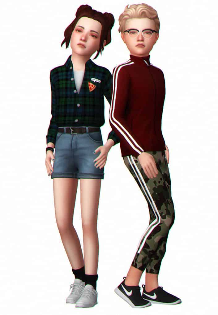 sims 4 kids short and sporty pants outfits
