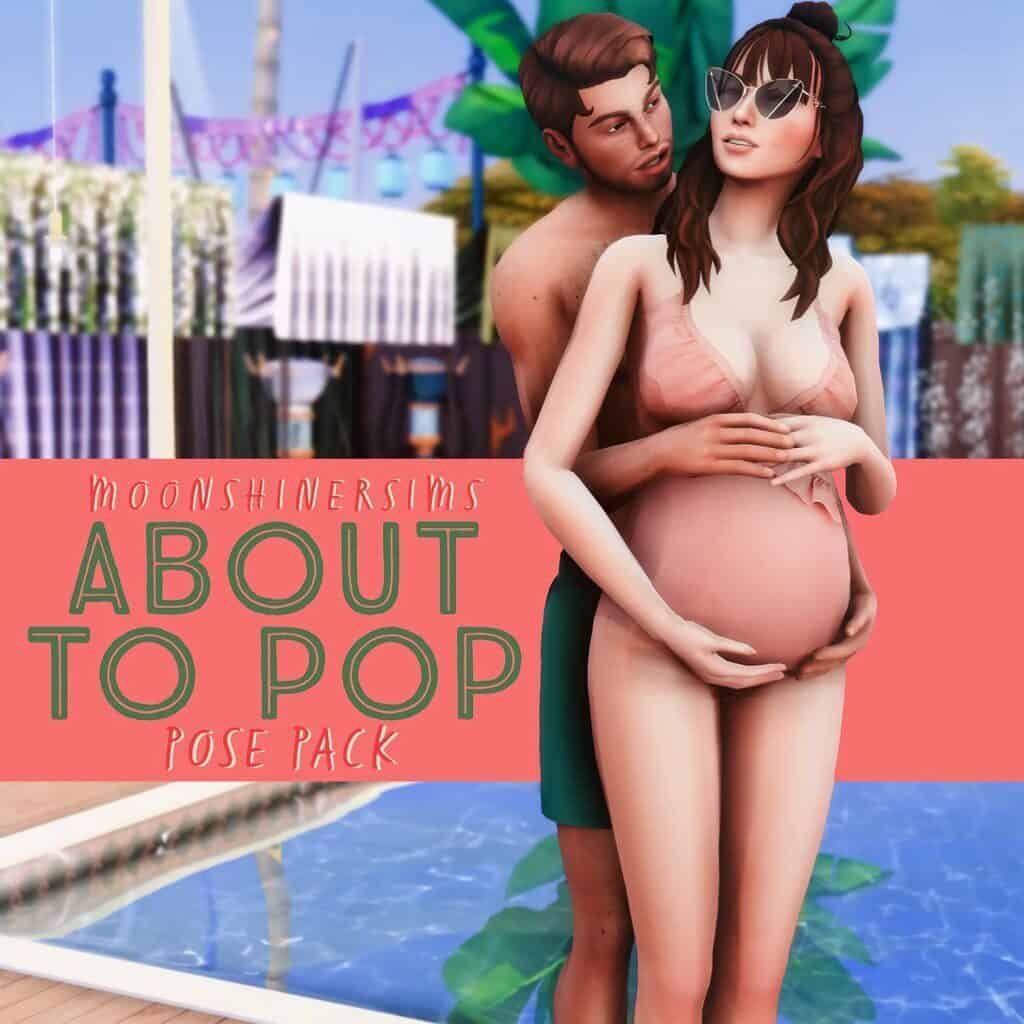pregnant sims couple by pool