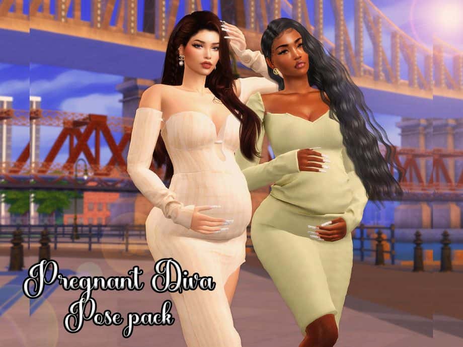 two sim pregnant divas posing