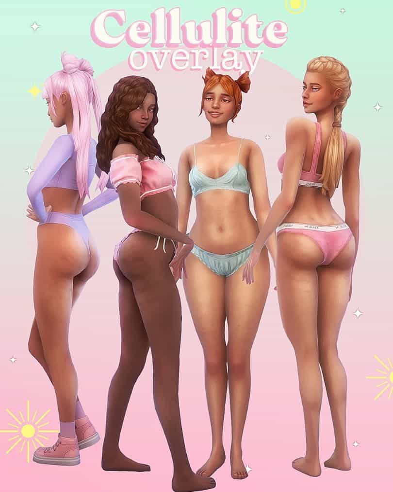 4 females with cellulite skin