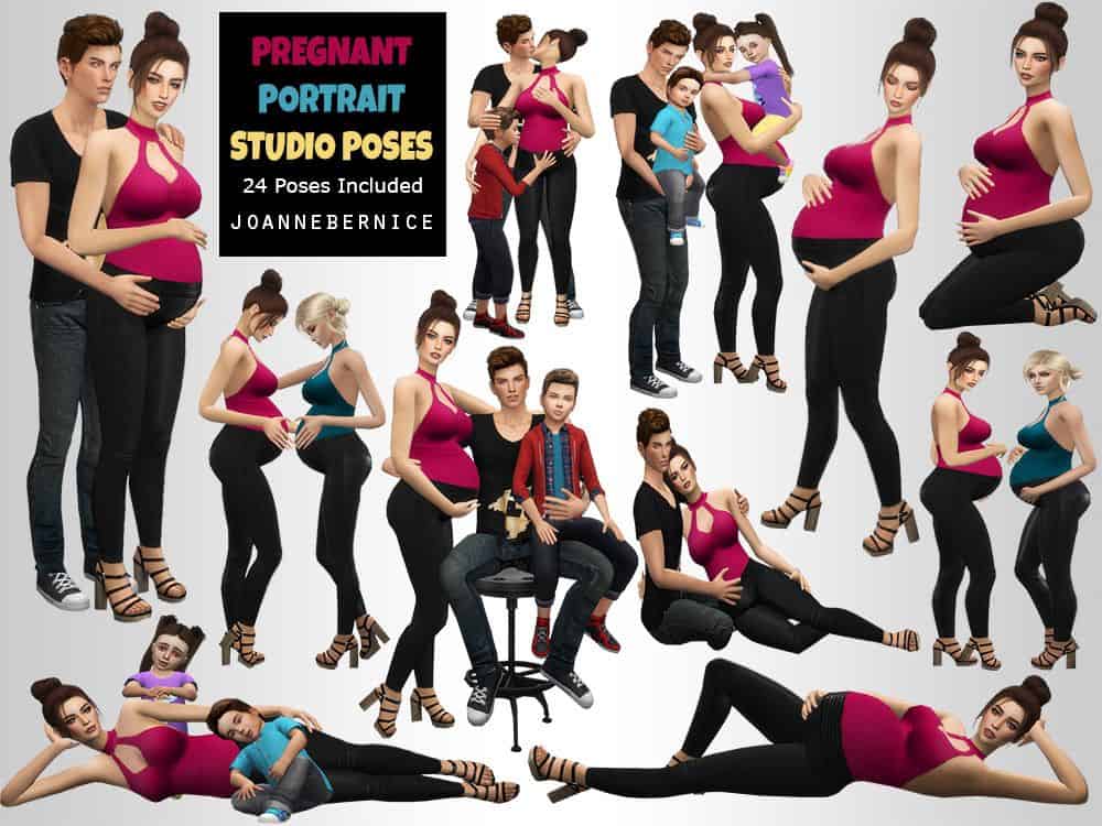 multiple pregnant portrait studio poses