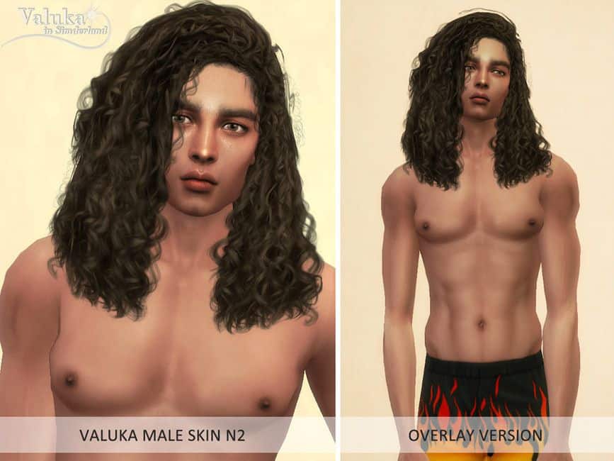 young male sims with golden, muscular skin overlay