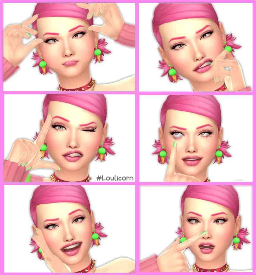 silly poses with pink haired sim girl