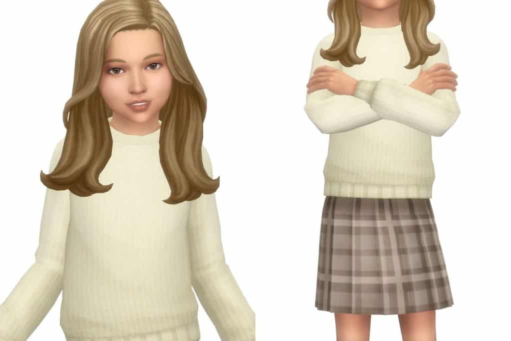 sims 4 girls sweater and plaid skirt outfit