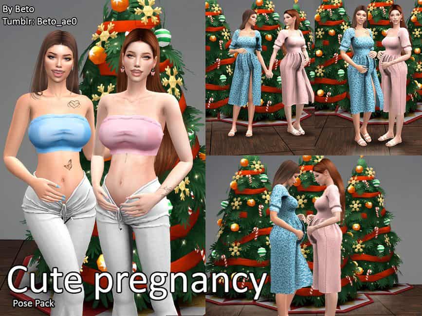 two pregnant young sim women during holidays