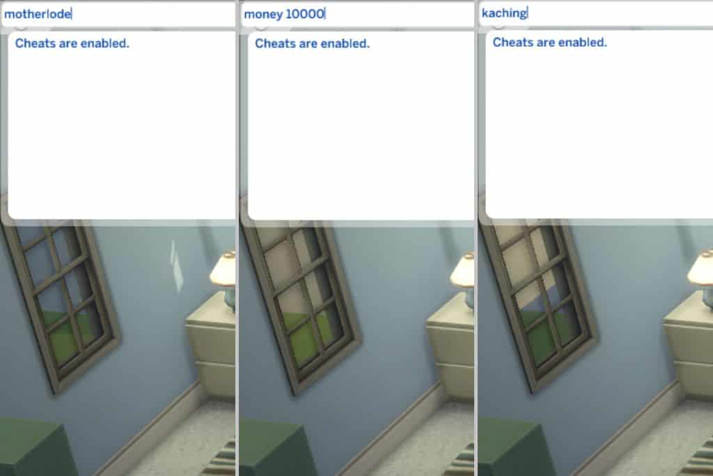 screenshot sims 4 peníze cheaty napsané v cheat boxu