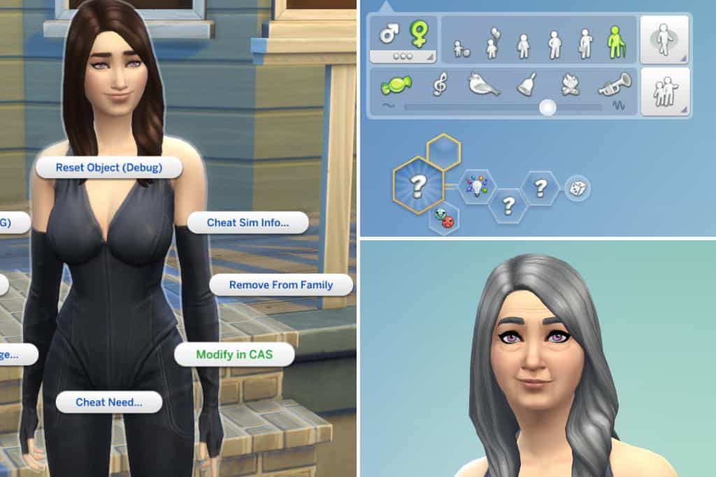 screenshot of modify cas option for sims 4 age up cheat