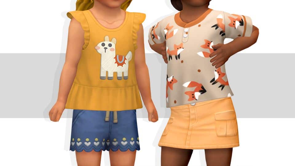 toddler llama and fox tops