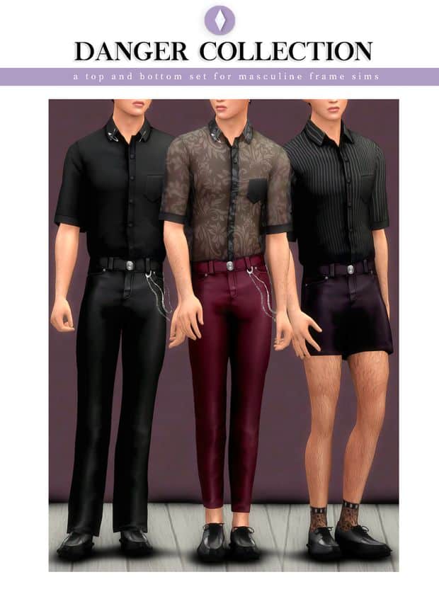 male cc sims 4 leather bottom button up shirt