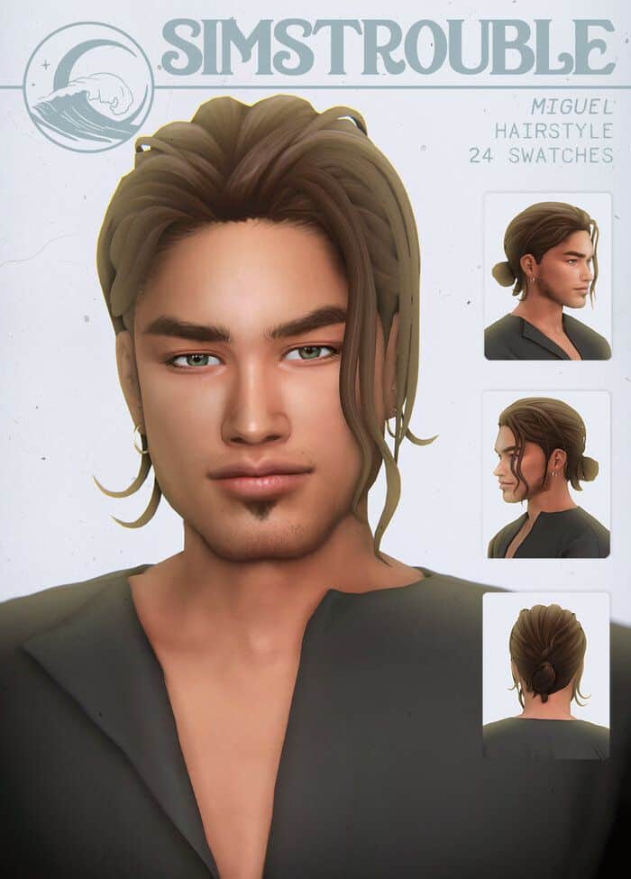 sims 4 male cc man bun hair