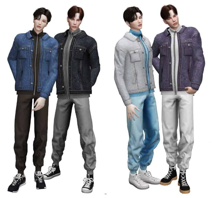 male jean jacket and casual pants