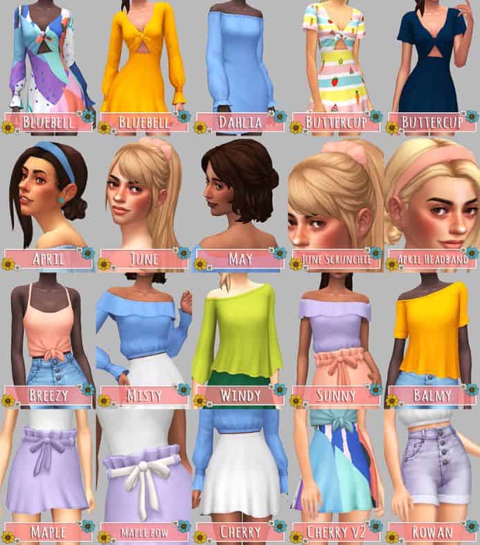 sims 4 women various cc pieces