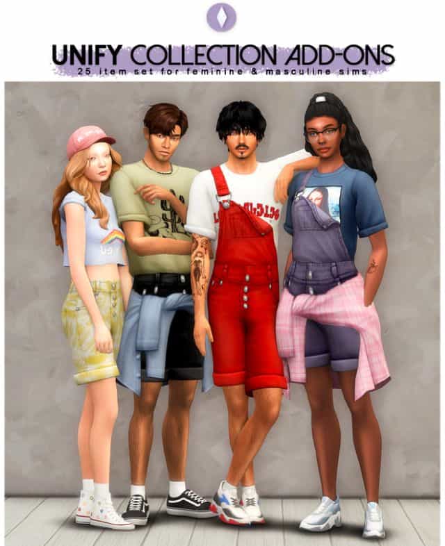 casual wear for sims with overalls