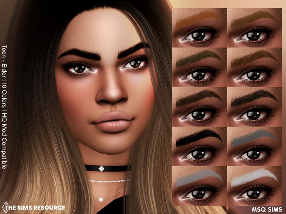 sims woman with various eyebrows different swatches