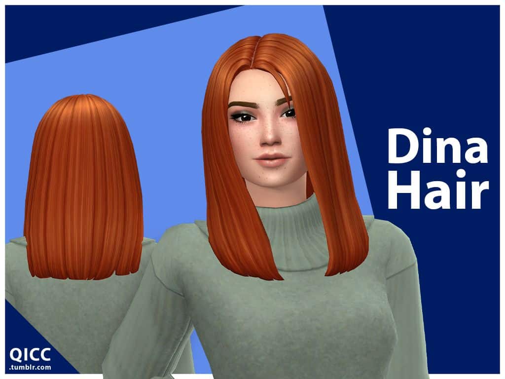 redhead sim woman with long straight hair