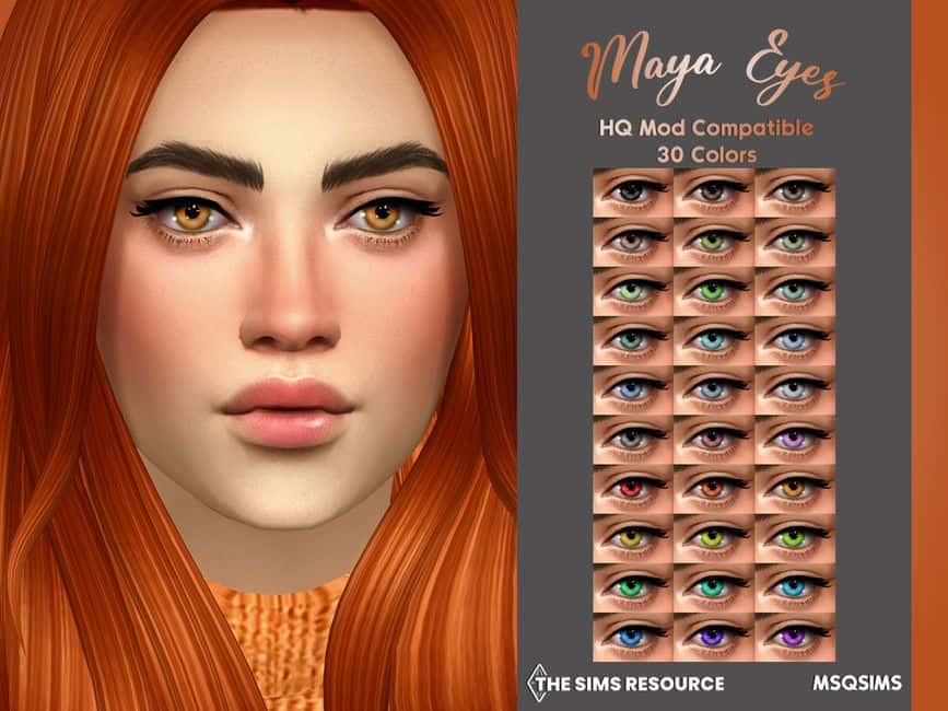redhead sims woman with orange eyes
