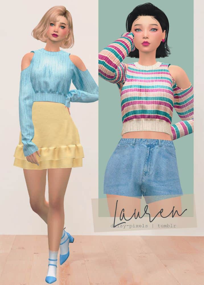 sims 4 women exposed shoulder tops