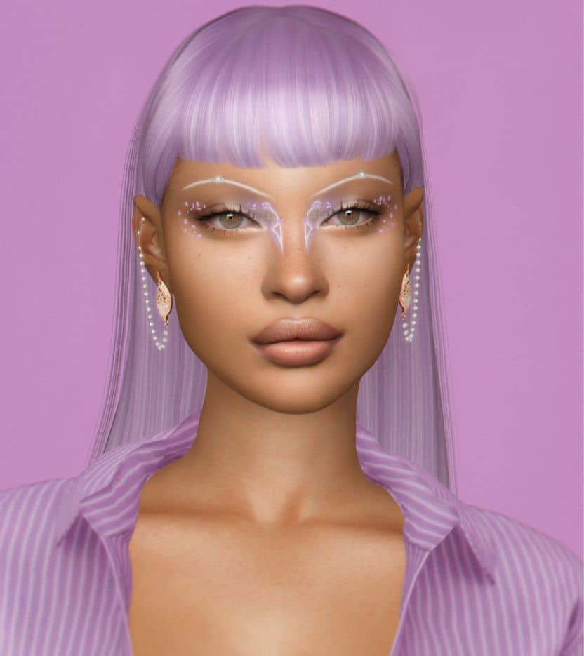 sim woman with diamonds on eyebrows