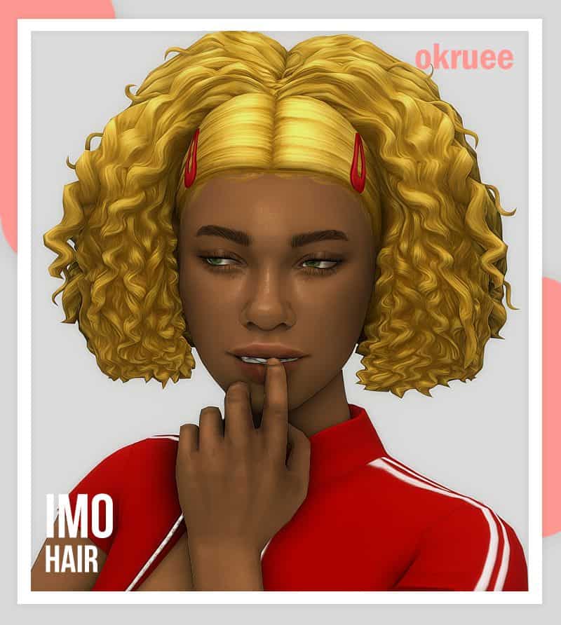 female sim with bleached curly bob