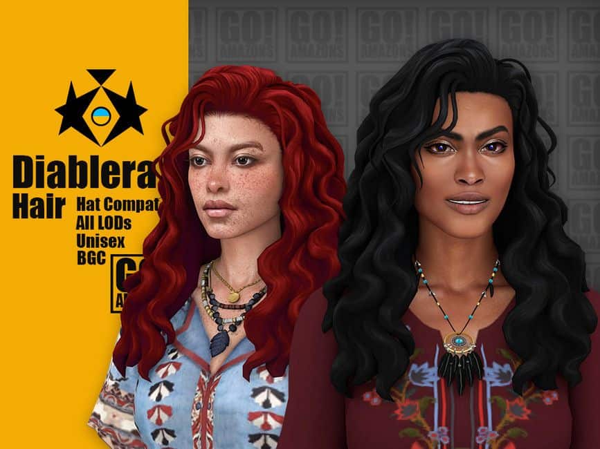 female sims with loose curly hair