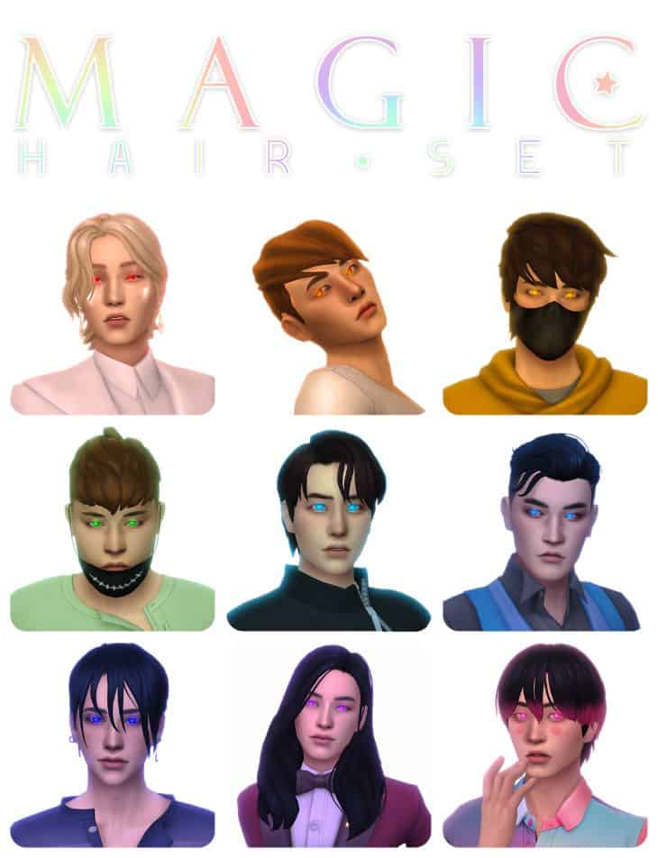 nine photos different hairstyles on asian sim men