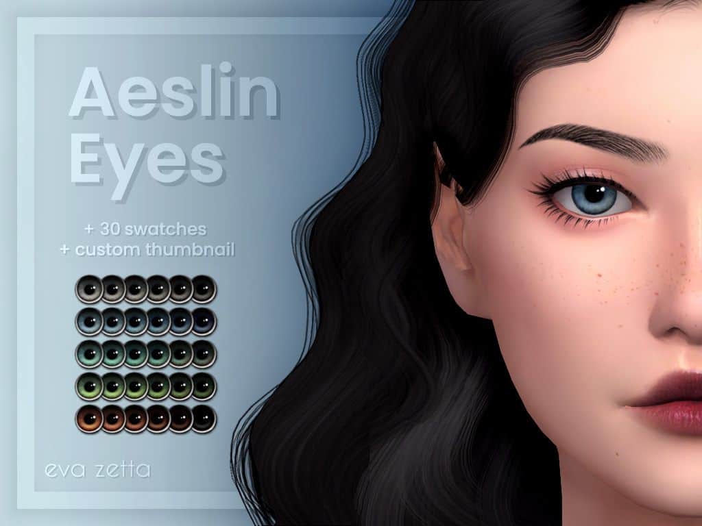 sims 4 eyes in different tints of five colors