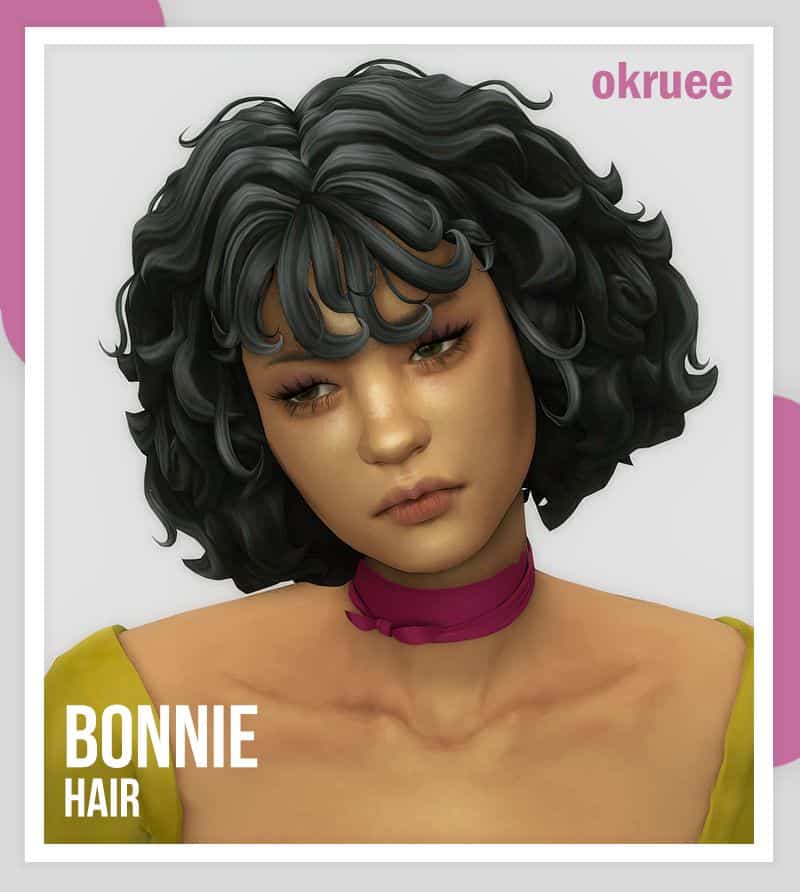 pretty short black hairstyle on sim woman