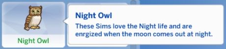 sims 4 night owl trait shown in cas screen