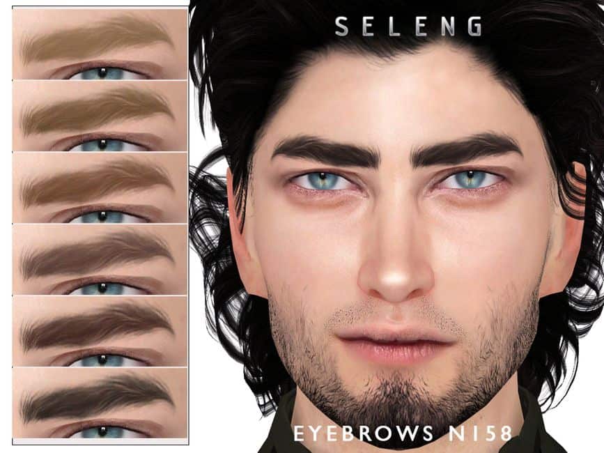 closeup view six sims 4 eyebrows for male