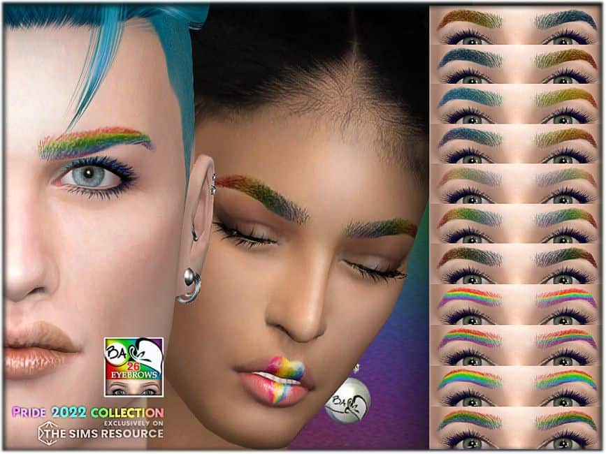 picture various multicolor eyebrows